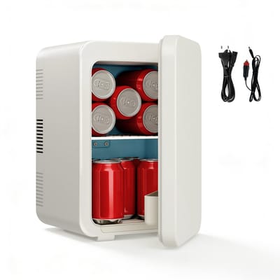 Puluomis - Mini koelkast 10L - Skincare & make-up fridge - 12V & 220V - Koel & warm - Auto koelkast - Compact - Beige