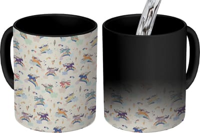 Magische Mok - Foto op Warmte Mokken - Koffiemok - Unicorn - Regenboog - Patronen - Magic Mok - Beker - 350 ML - Theemok