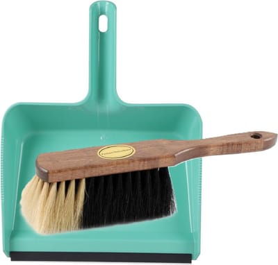 Brumag Stoffer en blik set Freya - blik kunststof - mint - 38 x 30 cm - borstel paardenhaar 29 cm