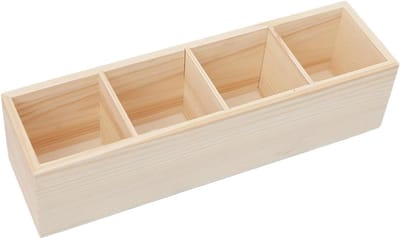 Dailygoods- Pennenhouder Houten - Bureau Organizer - 4/6 Vakken - Desk Organizer - Pennenbakje - Opbergoplossing - Originele Houtkleur - Potlodenhouder
