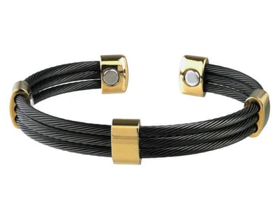 Magneet Armband Trio Cable Black Gold-XL