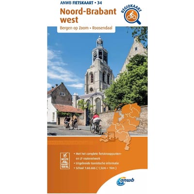 Fietskaart Noord-Brabant West 1:66.666 - Anwb Fietskaart - ANWB