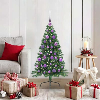 vidaXL - Kunststof - Voorverlichte - Kerstboom - met - 150 - LED - Groen - 120 - cm - PVC