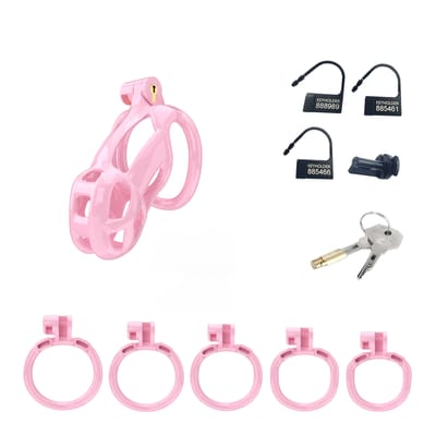 Rimba Toys - P-Cage PC01 - Kunststof Kuisheidskooi - Peniskooi - Chastity - Roze - Verkrijgbaar in 3 maten