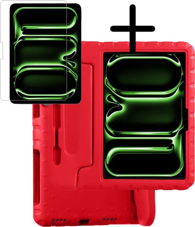 Hoesje Geschikt voor Apple iPad Pro (2024/2025) - 11 inch - Met Screenprotector - Kinderhoes Shockproof Bumper - Kidsproof Case - Tablet Hoes - Kinder Hoes Cover - Rood