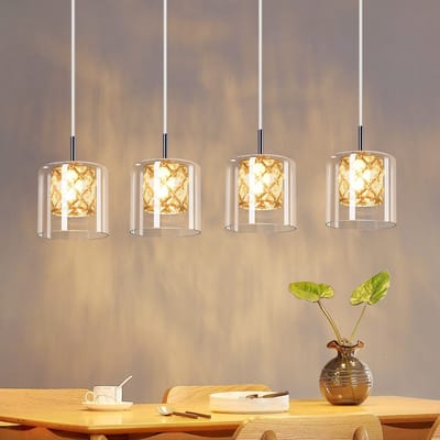 NETTLIFE Hanglamp G9 - 4-Lichts - Kristal Glas - Chroom- Modern Pendellamp - 120cm Hoogteverstelbare - Kroonluchter - voor Eetkamer | Trappenhuis | Woonkamer | Keuken