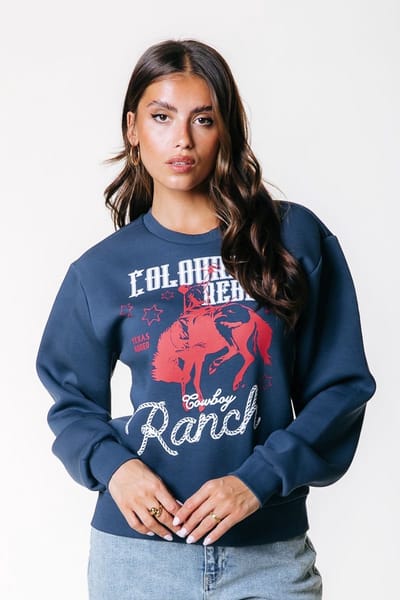 Colourful Rebel Cr Ranch Relaxed Sweat Denim Blue Maat: XS | Tops Outlet | Dames | Blauw