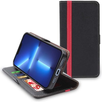 ebestStar - Hoes geschikt voor iPhone 13 Pro Apple, Wallet Etui, Book case hoesje, Zwart, Rood