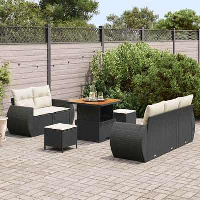 vidaXL - Tuinbank - Set - 8 - st - 5-Aantal - zitplaatsen - Zwart - en - Crème