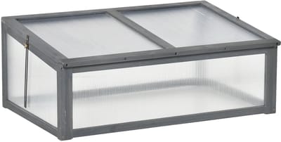 Houten Mini Broeikas 100x65x40 cm – Kweekkas met Frame voor Tuin & Balkon – Grijs