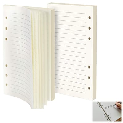 Peysaitr - Notitieboek navulling - Vervangpapier voor losbladige notitieboeken met 6 gaten - Navulbaar insteekpapier - Lijnpapier A5 - Wit - 21x14.2cm - 2 pakken - 90 vellen