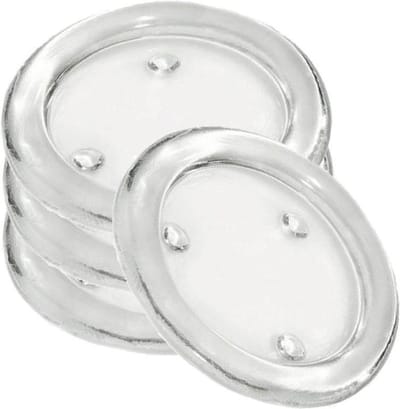 Ronde kaarsenhouder/kaars onderzetter - 4x - glas - 14 cm - voor stompkaarsen tot Dia 12 cm