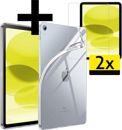 Hoes - Geschikt voor Apple iPad A16/A18 (2022/2025/2026) - 10.9 & 11 inch (10e, 11e & 12e generatie) - Met 2x Screenprotector - Siliconen Backcover - Shockproof Case - Shockbestendige Back Cover Tablet Hoesje - Transparant