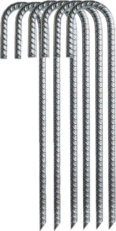 Stormharing Grondpen | XXL | 6 Stuks | Ø12 x 380mm / 40mm | Stalen Staaf | Tentharing