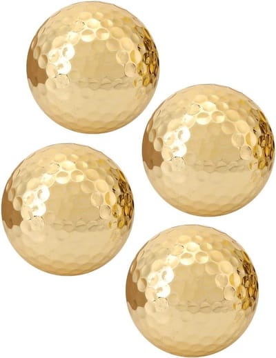 Kwaliteitsvolle Dubbel Laags Golfballen, 4 Stuks, Goud Geplateerd, Ideaal voor Golfspelers, Golfaccessoires en Duurzaamheid