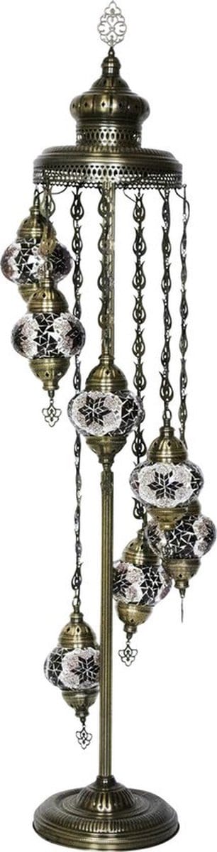 Oosterse vloerlamp - donkerpaars - hoogte 160 cm - E14 fitting - handgemaakt mozaiekdesign