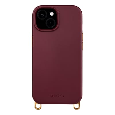 Selencia Hoesje - Geschikt voor iPhone 14 / 13 - Rivièra geschikt voor MagSafe Backcover met afneembare haakjes - Bold Burgundy