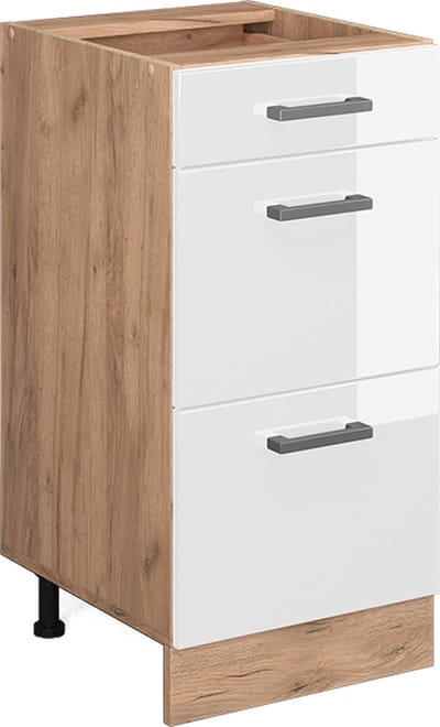 Vicco R-Line Keukenonderkast – 40 cm met laden, zonder werkblad Wit Hoogglans