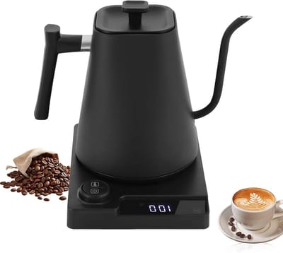 Zwanenhals Waterkoker - Elektrische Ketel Theeketel - Thee Koffie Zetten - Instelbare Temperatuur - 1 Liter - Zwart