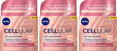 NIVEA Cellular Lift Dagcrème Anti-Age SPF 30 - 3 x 50 ml - Voordeelverpakking