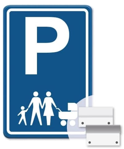 Parkeerbord Gezin - blauw - Weerbestendig Aluminium - 30x45 cm - Bevestiging: Met muur-/ wandmontage beugels