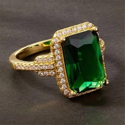 Sterling Groene Zirkonia Goudkleurige Ringen voor Vrouwen Bruiloft Jubileum Feest Elegante Vrouwelijke Accessoires 6 black