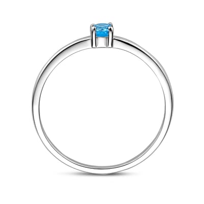 Gerhodineerd Zilver Ring Met Geboortesteen Blauw Topaas December 1337095
