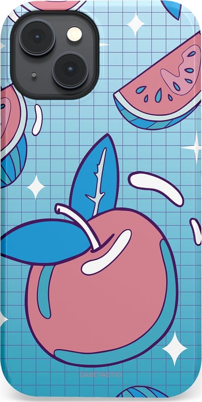 Casetastic Hoesje Geschikt voor Apple iPhone 14 Plus Magsafe - Stijlvolle Beschermende Duo-layer Case - Fruitige appel ruitjes
