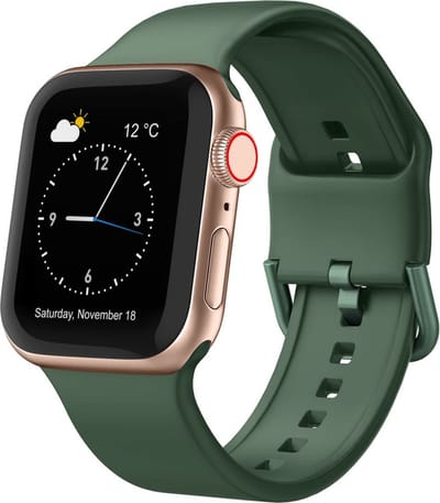 Siliconen bandje - geschikt voor Apple Watch series 1/2/3/4/5/6/7/8/9/10/11/ SE (1,2,3) / Ultra (1,2,3) met maat 44 mm / 45 mm / 46 mm / 49 mm - Legergroen