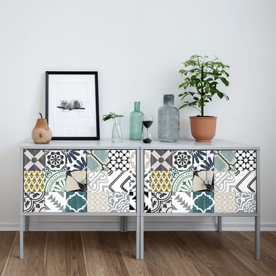 Decoratieve meubelstickers - 24 authentieke Pelina cementtegel meubelstickers - 24 stickers 10x10cm