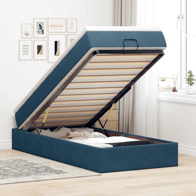 vidaXL - Ottoman - bed - met - matras - 90x190cm - fluweel - donkerblauw