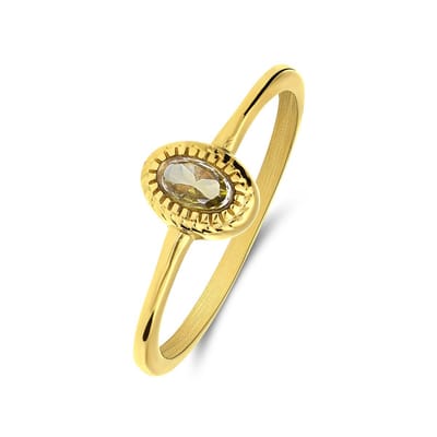 Lucardi Dames Stalen goldplated vintage ring - Ring - Staal - Goudkleurig - 17 / 53 mm