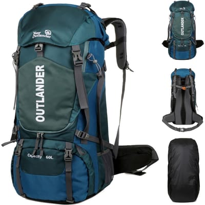 Sac à dos de randonnée 60L Sac à dos de camping étanche Sac à dos de voyage léger pour homme / femme Sac à dos avec bleu