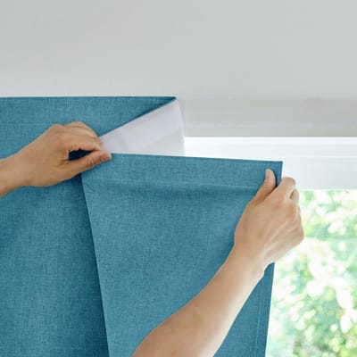 Gordijn, ondoorzichtig, zelfklevend, 100% ondoorzichtig, zonder boren, voor binnen, slaapkamer, woonkamer, zonwering, raam, binnen, hittebescherming, steenblauw, H 101 x B 64 cm, 1 stuk