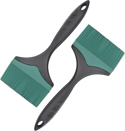 Grote siliconen grill rijgborstel - 10 cm extra brede siliconen rijgborstel om te grillen, hittebestendige borstels, oliebotersaus voor koken, bakken, barbecue, vaatwasmachinebestendig (groen 2 stuks)