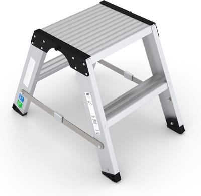 Wixor trap Expert XL | Professionele Dubbele Trap | 2 treden | huishoudtrap | Keukentrap | Extra groot sta oppervlak | Aluminium | Hoge kwaliteit