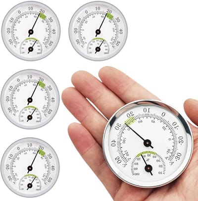4-Pack Analoge Thermometer & Hygrometer voor Binnen en Buiten - 58mm Meetbereik