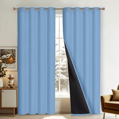Qelus Verduisterende Gordijnen - Kant en Klaar Gordijn - Dikke Verduisterende Thermische Gordijnen - 2 Stuks Voor Een Lekker Warme & Stille Woonkamer/Slaapkamer- B132 X H213 cm(Blauw)