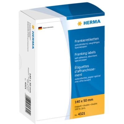 Herma frankeeretiketten 140x50 500 stuks dubbel 4321