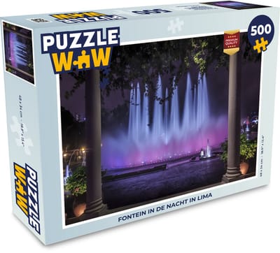 Puzzel Fontein in de nacht in Lima - Legpuzzel - Puzzel 500 stukjes