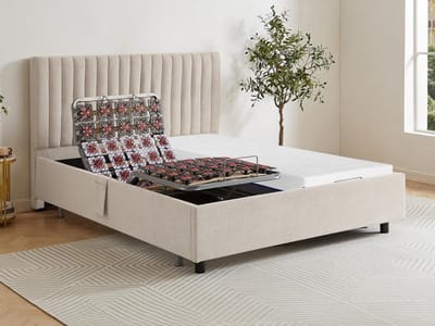 Vente-unique Bed met elektrische lattenbodem stof beige 2 x 70 x 190 cm