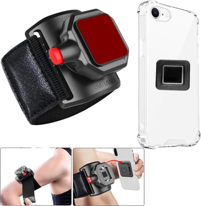 Sportarmband Met Magneet met Backcover Hoesje Geschikt voor: iPhone 16E - Polsband - Sportband - Hardloop Armband - Bevestiging Pols of Arm - Hardlopen - Hardloopband