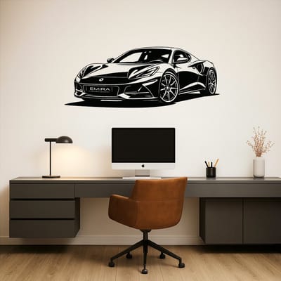 BR2Laser Lotus Emira – Wanddecoratie – Lasergesneden Hout – Autokunst – 35 cm Breed