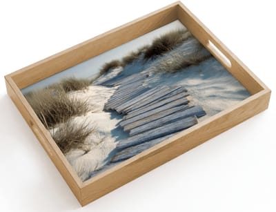 Dienblad hout 40x30 cm - Schootdienblad - Pad - Planken - Duinen - Gras - Borrelplank rechthoek - Plateau dienbladen