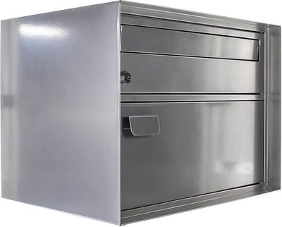 Rottner Pakketbrievenbus Edelweiss Zilver - 31,5x41,5x3cm - Inworp 3x35,5cm - Pakketvak15,5x 37 cm
