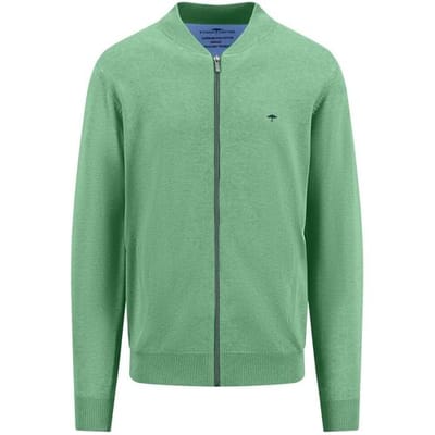 Fynch-Hatton Vest Cardigan College Collar Superfine Cotton Turf Green / male
