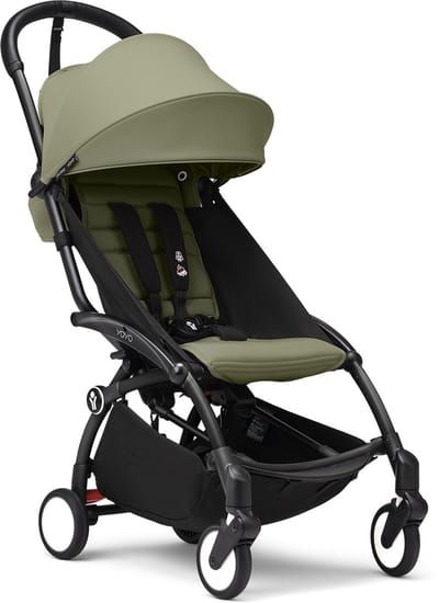 Stokke YOYO3 kinderwagen vanaf 6 maanden - Inclusief zwart frame / Olive zitkussen + luifel - In een handomdraai in- en uitklapbaar - Licht en compact - Past in handbagage