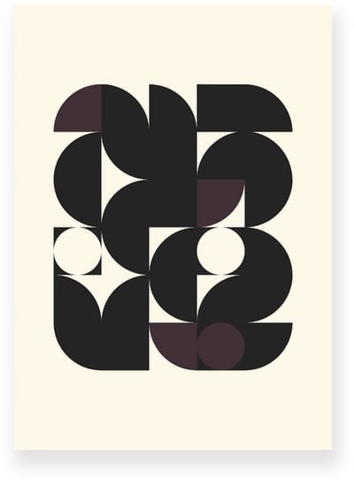 Poster 20x30 cm - Geometrisch Patroon - Zwart - Donkerbruin - Beige - Abstract - Vintage - Muurdecoratie - Wanddecoratie
