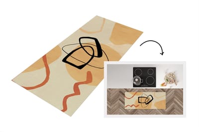 Keukenloper - Loper keuken - Vormen - Abstract - Bruin - 120x50 cm - Keukenloper vinyl