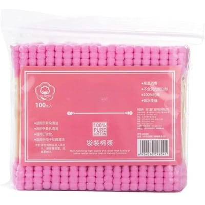 100 Pièces Coton-tiges Rose Double Tête Coton-tiges pour Démaquillage Féminin Embout pour Nettoyage Nez Oreilles Accessoires rose